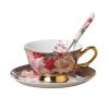 Coffee Cup Set Porcelain Tea Cup Tea Cup and Saucer Set with Spoon 6.8 OZ