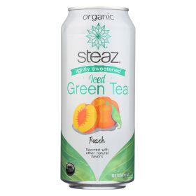 Steaz Lightly Sweetened Green Tea - Peach - Case Of 12 - 16 Fl Oz.