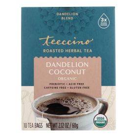 Teeccino Organic Chircory Herbal Tea - Dandelion Coconut - Case Of 6 - 10 Bag