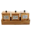 WILLART Handcrafted Teak Wood Antique Look Tea Coffee Sugar 3 Container Set in Wooden Tray ‚Äì Container with Lids (Dimension : 13.50 x 5.50 x 6 Inch)