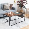 Set of 2 Nesting Coffee Tables with Side Pocket for Living Room Bedroom