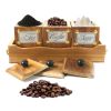 WILLART Handcrafted Teak Wood Antique Look Tea Coffee Sugar 3 Container Set in Wooden Tray ‚Äì Container with Lids (Dimension : 10.50 x 4 x 5 Inch)