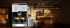 Espresso Machine 20 Bar Pump Pressure Cappuccino latte Maker Coffee Machine with ESE POD filter&Milk Frother Steam Wand&thermometer, 1.5L Water Tank,