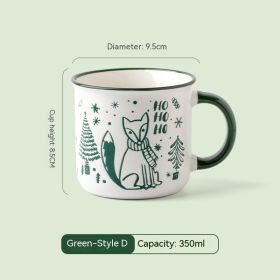 Christmas Mug Creative Cute Cartoon Ceramic Cup (Option: Pattern D Green-301to400ml)