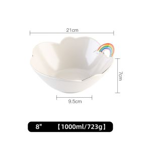 Rainbow Ceramic Breakfast Tableware Household High Value (Option: 8inch large bowl)