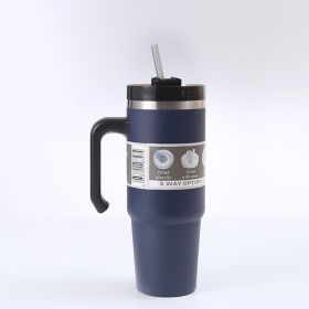 Cup Car With Handle Straw Cup (Option: Dark Blue-30oz)