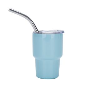 Metal Cup Car Large Ice Cup With Straw (Option: Sky Blue-2oz)