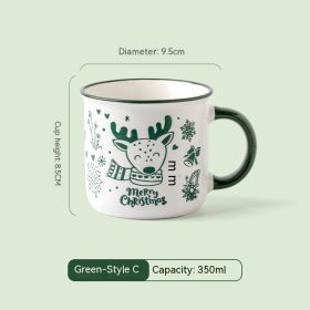 Christmas Mug Creative Cute Cartoon Ceramic Cup (Option: Pattern C Green-301to400ml)