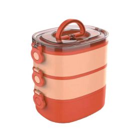 Stainless Steel Large Capacity Portable Multi-layer Insulated Lunch Box (Option: Orange-Stainless steel)