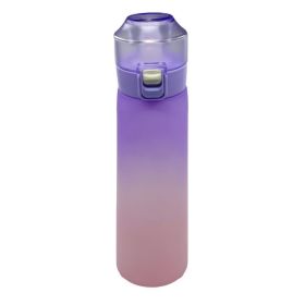 Flavor Green Fragrance Ring Aromatic Straw Water Bottle (Option: Gradient Purple Color Pink-650mlTritan Material)