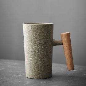 Vintage Minimalist Creative Ceramic Mug With Wooden Handle (Option: Stone Pattern-220ml)