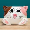 Cute Cat Animal Hand Painted Green Plant Flowerpot Decoration