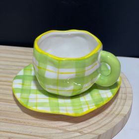 Hand-painted White Clouds Coffee Set Hand-pinching Irregular (Option: Green Cloth-250ml)