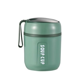 Stainless Steel Sealed Mini Vacuum Cup With Spoon (Option: Green-600ml)