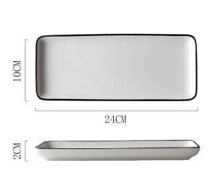 Japanese Plate Rectangular Sushi Simple Ceramic Tableware (Option: 4 Style)