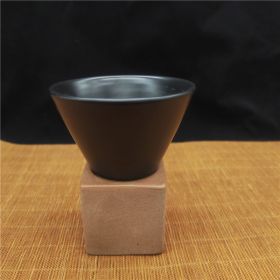 Ceramic Coffee Cup Water Cup Stoneware Ceramic Cup Funnel Shape Vintage Mug (Option: Black 150ml-150ml)