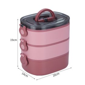 Stainless Steel Large Capacity Portable Multi-layer Insulated Lunch Box (Option: Red-Stainless steel)