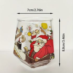 1pc Christmas Glass Home Drink Cup Tea Cup With Handle Water Cup Breakfast Cup High Temperature Resistant 300ml Glass (Option: Snow house B)