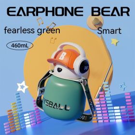 Cute Fashion Stainless Steel Wire Headset Bear Water Cup (Option: Smart Fearless Green-460ml)