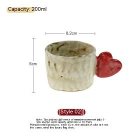 Japanese Retro Love Ceramic Water Cup (Option: Big Love Handle-201to300ml)