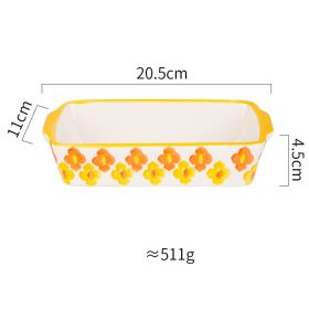 Creative Tableware For Household Ceramic Baking Bowls And Plates (Option: Rectangle Yellow Flower)