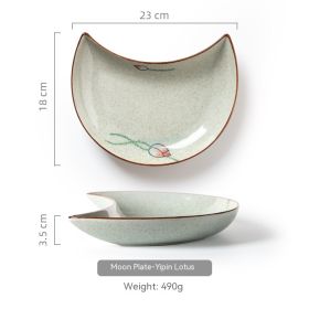 Household Ceramic Moon Platter Tableware (Option: Yipin Lotus Plate)