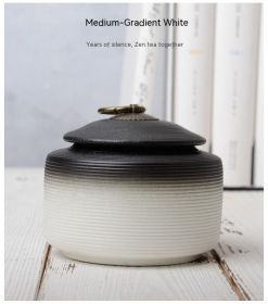 Retro Stoneware Sealed Cans Brushed Glaze-free Tea Storage Pot Moisture-proof Tea Cans (Option: Medium Gradually White)