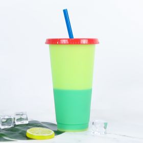 Hot And Cold Change Homogeneous Plastic Color Change Cup With Straw (Option: Yellow-701to800ml)