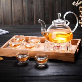 Glass Tea Set Suit With Tea Tray Kung Fu Tea Set High Temperature Resistant Glass Teapot Heart-shaped Candlestick Tea Set (Option: 1 Set)