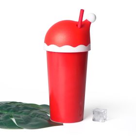 Fashion Simple Red Doll Plastic Cup With Straw (Option: Christmas Hat Cup Red Straw-501to600ml)