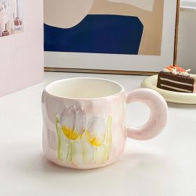 Ins Cute Tulip Ceramic Mug (Option: Fresh Tulip Pink-401or500ml)