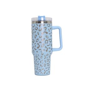 304 Stainless Steel Vacuum Cup Second Generation 40oz Cup (Option: Laser Leopard Print Sky Blue-40oz)