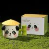 Cute Panda Ceramic Cup For Girls With Lid Milk Breakfast