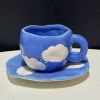 Hand-painted White Clouds Coffee Set Hand-pinching Irregular