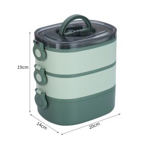 Stainless Steel Large Capacity Portable Multi-layer Insulated Lunch Box (Option: Green-Stainless steel)