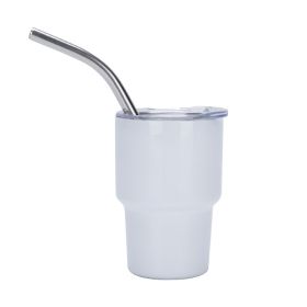 Metal Cup Car Large Ice Cup With Straw (Option: White-2oz)