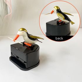 Household Push-type Bird Automatic Pop-up Toothpick Box (Option: White Bird Golden Wings)