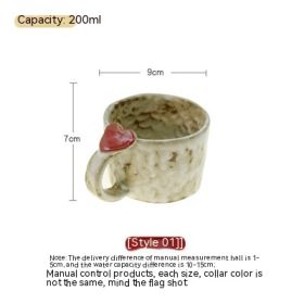 Japanese Retro Love Ceramic Water Cup (Option: Small Love Handle-201to300ml)