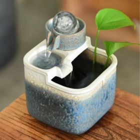 Desktop Water Wheel Small Fountain Ornament (Option: Blue-USB)