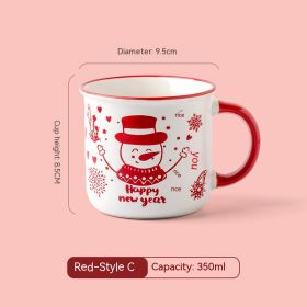 Christmas Mug Creative Cute Cartoon Ceramic Cup (Option: Pattern C Red-301to400ml)