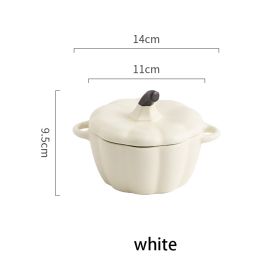 Ceramic Baking Bowl With Two Ears Insulated From Water (Option: Cream White)