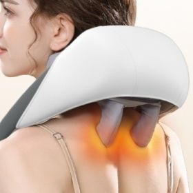 New Neck Massager Shoulder With Heat For Pain Relief Deep Tissue Electric Kneading Massager Health Supplies (Option: Light Brown-USB)