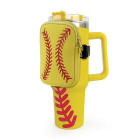 New Neoprene Cup Body Bag 40oz Water Cup Out Portable Small Bag Cow Multi-functional Key And COIN Case (Option: Yellow Softball)