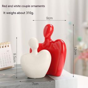 Nordic Modern Minimalist Ceramic Love Hug Couple Living Room Study Wine Cabinet Light Luxury Decoration (Option: Red And White Ornaments)