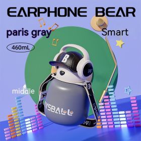 Cute Fashion Stainless Steel Wire Headset Bear Water Cup (Option: Smart Paris Gray-460ml)