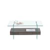 37.8" Tempered Glass Coffee table with Dual Shelves and MDF Drawer, Tea Table for living roon, bedroom, transparent/gray