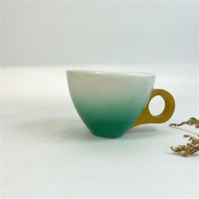 Gradient Color Ceramic Coffee Cup Gift Suit Creative Bamboo Handle Office Cup Ceramic (Option: Single Cup Green-101to200ml)