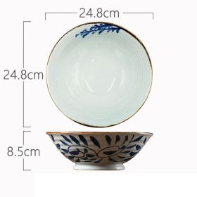 High Temperature Underglaze Color Hand-painted Ceramic Cross Grain Bowl (Option: 10inch)