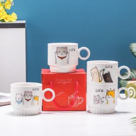 Creative Porcelain Cup Cartoon Couple Mug (Option: Cartoon Cat Random Color 1PCs-280ml)